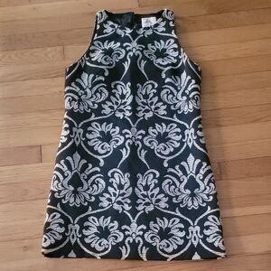 Milly Elegant Black and Cream Patterned Mini Dress